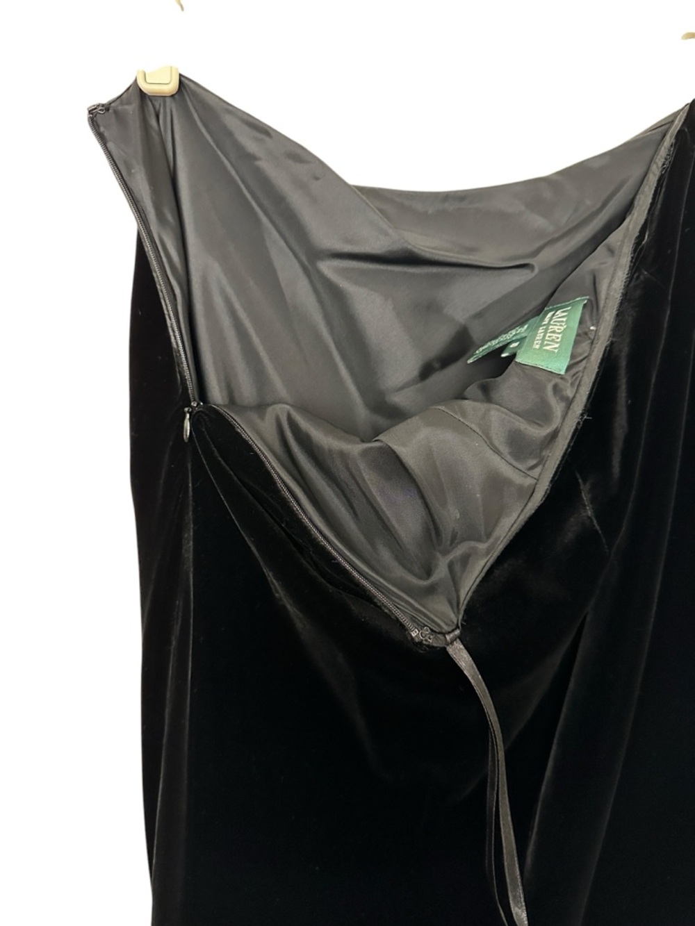 Ralph Lauren Black Velvet Y2K‎ Long Skirt Size 10 Classic Old Money Trumpet - Picture 6 of 11